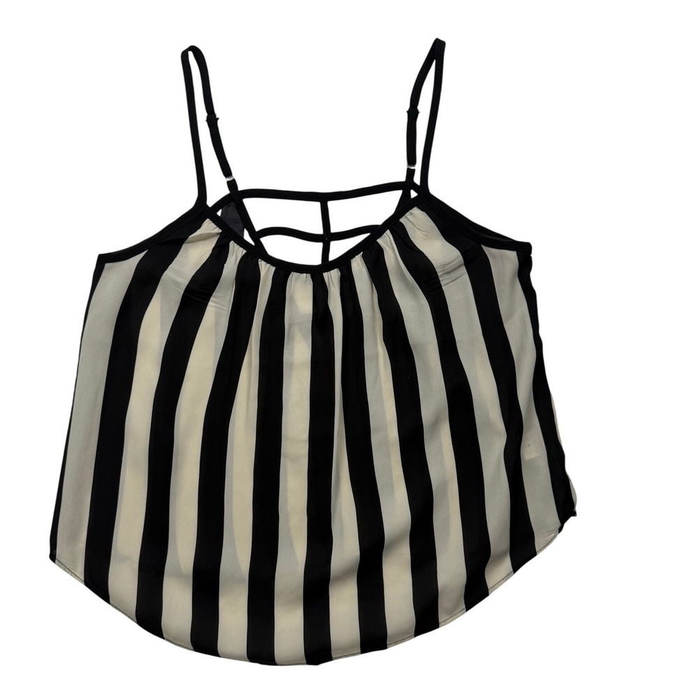 Charlotte Russe Y2K Black White Striped Cage Back Strappy Cami Tank Top S